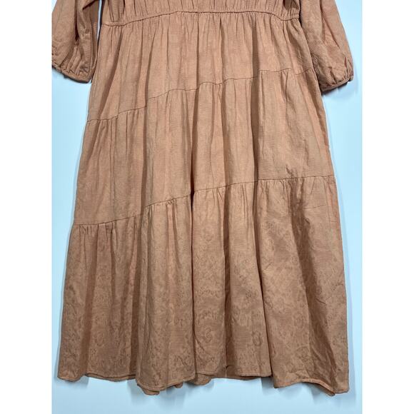 Umgee 3/4 Sleeve V-Neck Tiered Maxi Dress V-Back Cotton Boho Pullover Size 1X - Picture 12 of 15